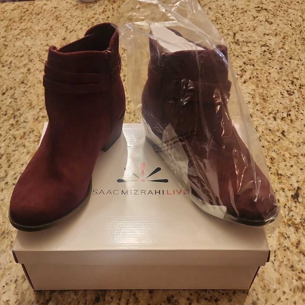 Isaac Mizrahi Deep Red Ankle Booties